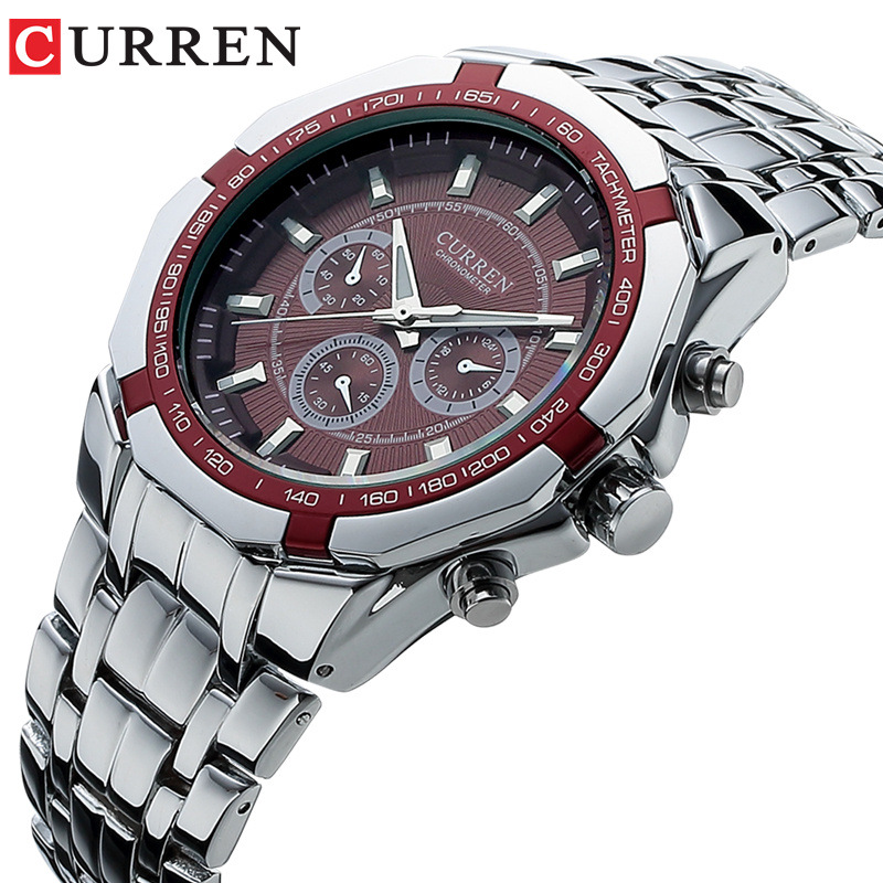 Curren Men's Stainless Steel Waterproof (Red 4.4cm Dial) - CUR118 - Image 5